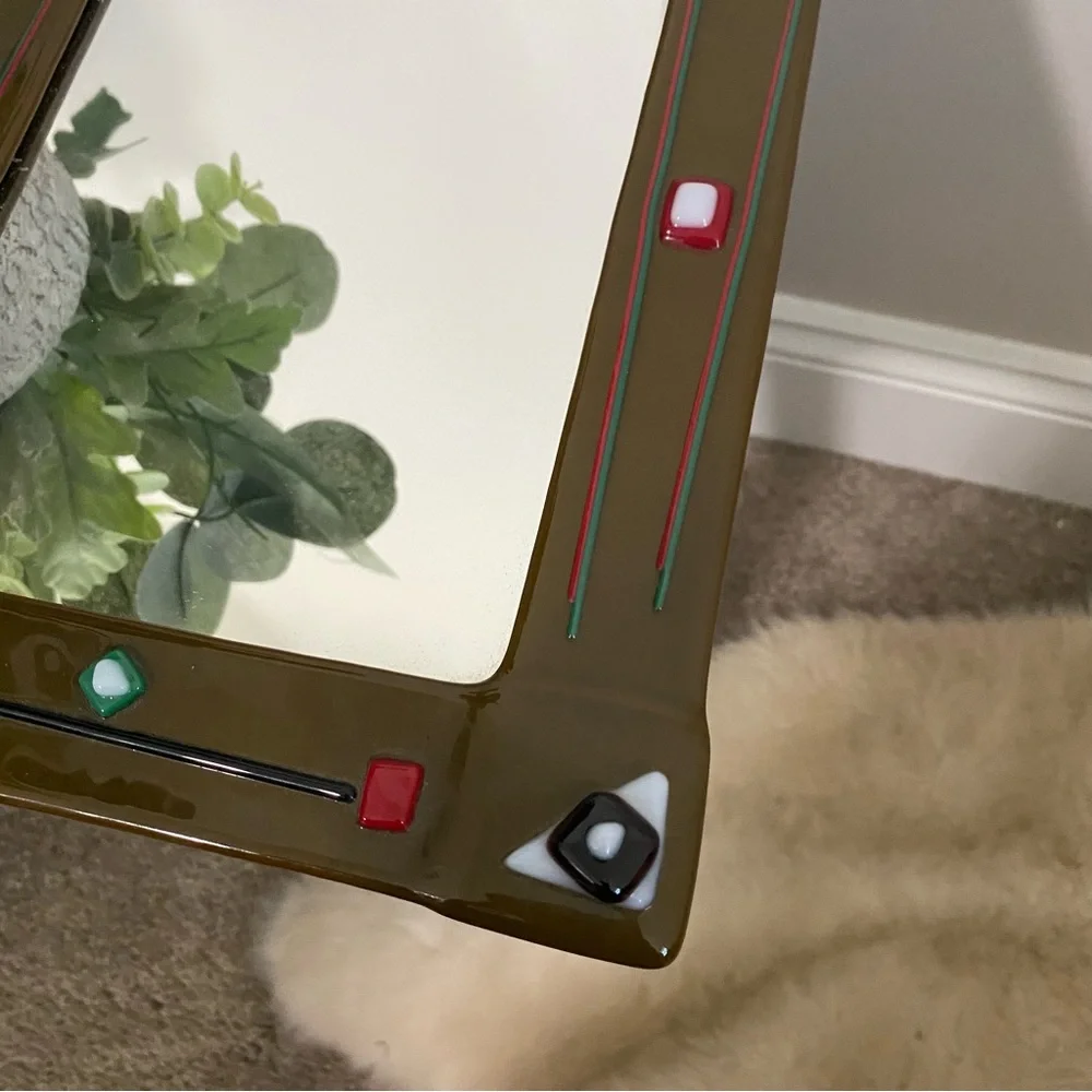 Handmade Art Deco Brown, Red, Green Wall Mirror Decor
